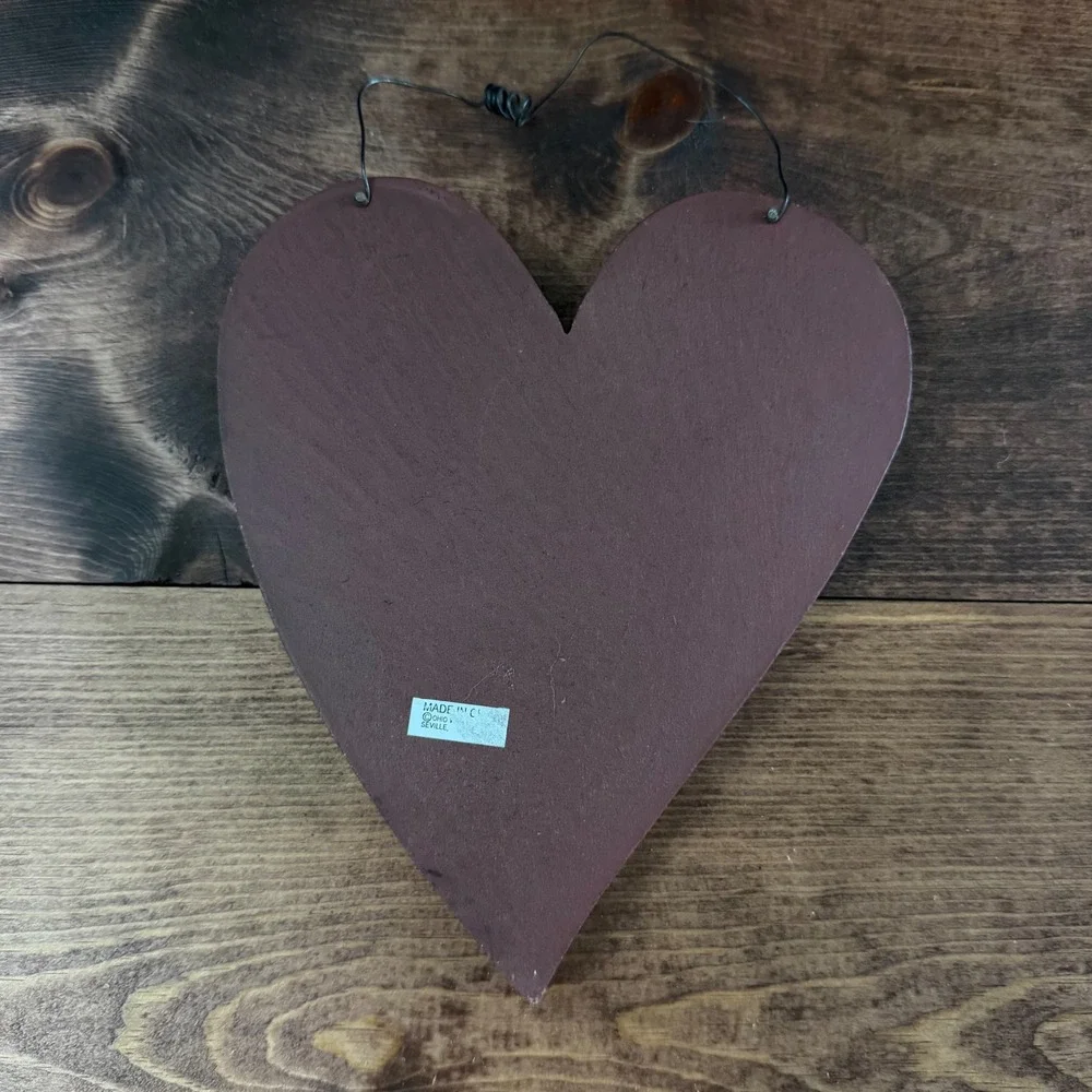 Nesting Wooden Heart Wall Decor Set 3 Piece Primitive Rustic Burgundy Farmhouse